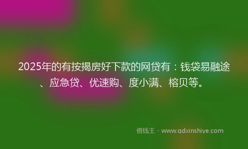 2025年的有按揭房好下款的网贷有：钱袋易融途、应急贷、优速购、度小满、榕贝等。