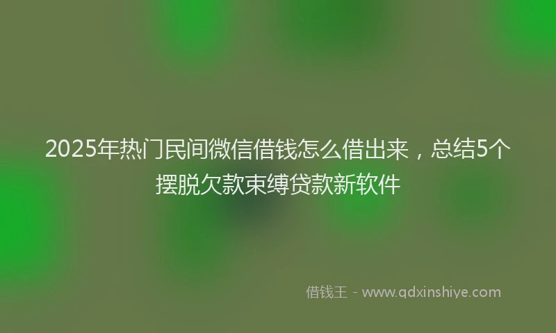 2025年热门民间微信借钱怎么借出来，总结5个摆脱欠款束缚贷款新软件
