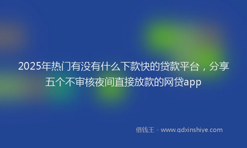 2025年热门有没有什么下款快的贷款平台，分享五个不审核夜间直接放款的网贷app