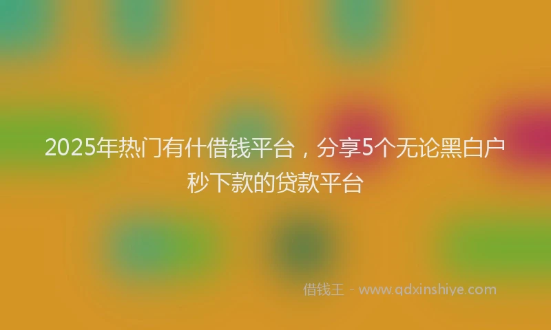 2025年热门有什借钱平台，分享5个无论黑白户秒下款的贷款平台