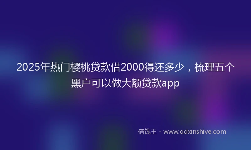 2025年热门樱桃贷款借2000得还多少，梳理五个黑户可以做大额贷款app