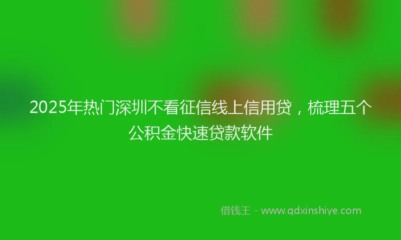 2025年热门深圳不看征信线上信用贷，梳理五个公积金快速贷款软件