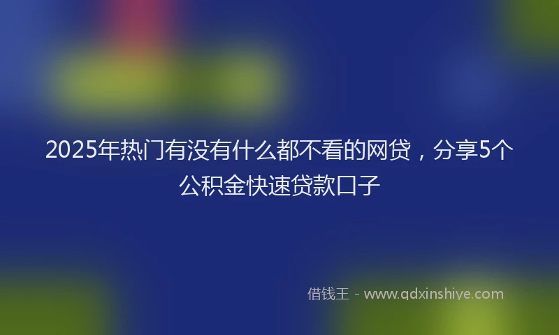 2025年热门有没有什么都不看的网贷,分享5个公积金快速贷款口子