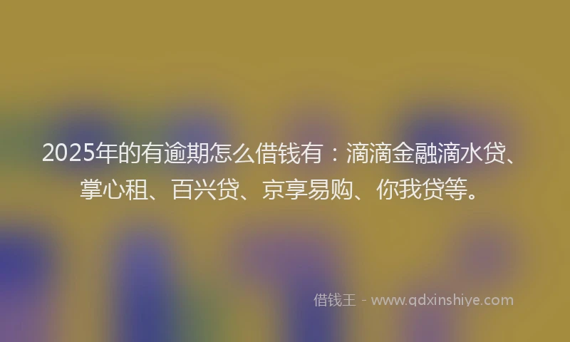 2025年的有逾期怎么借钱有:滴滴金融滴水贷、掌心租、百兴贷、京享易购、你我贷等。