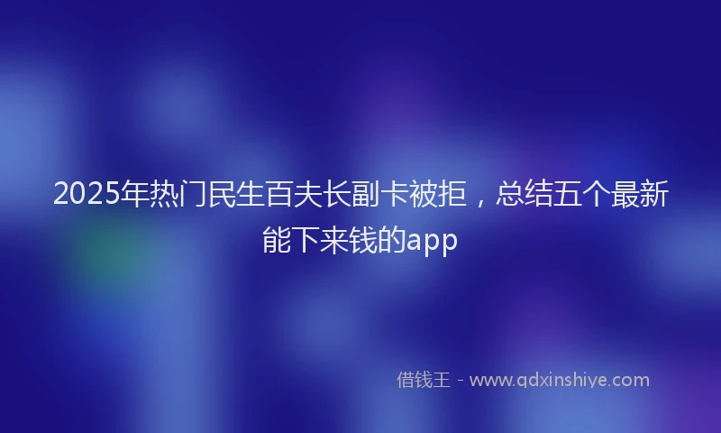 2025年热门民生百夫长副卡被拒，总结五个最新能下来钱的app
