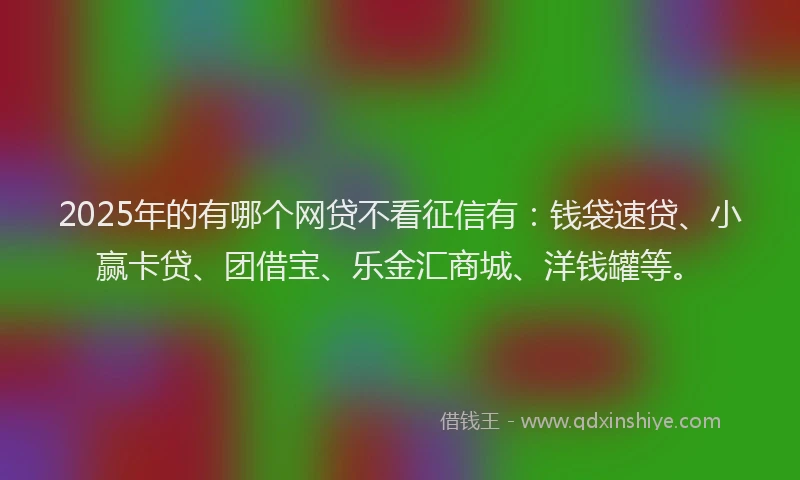 2025年的有哪个网贷不看征信有：钱袋速贷、小赢卡贷、团借宝、乐金汇商城、洋钱罐等。