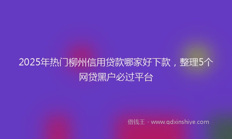 2025年热门柳州信用贷款哪家好下款，整理5个网贷黑户必过平台