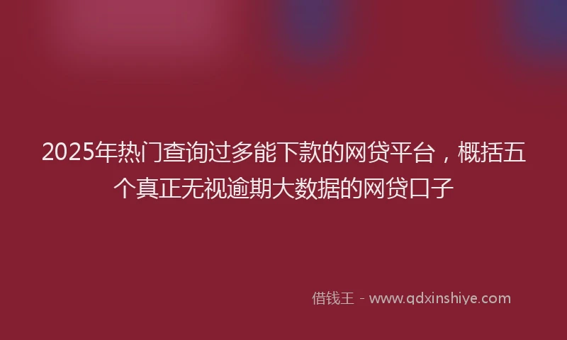 2025年热门查询过多能下款的网贷平台，概括五个真正无视逾期大数据的网贷口子