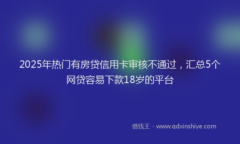 2025年热门有房贷信用卡审核不通过，汇总5个网贷容易下款18岁的平台