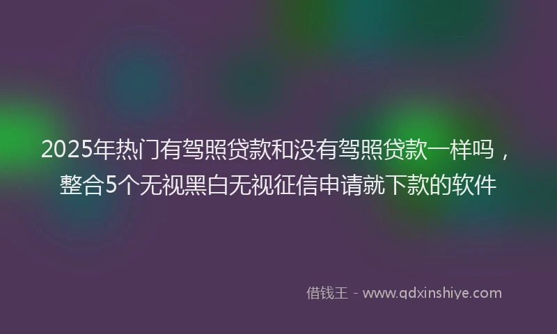 2025年热门有驾照贷款和没有驾照贷款一样吗，整合5个无视黑白无视征信申请就下款的软件