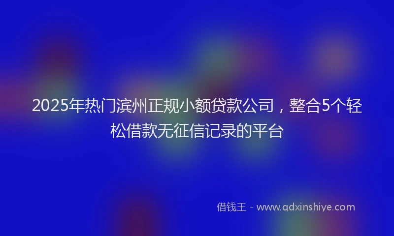 2025年热门滨州正规小额贷款公司，整合5个轻松借款无征信记录的平台