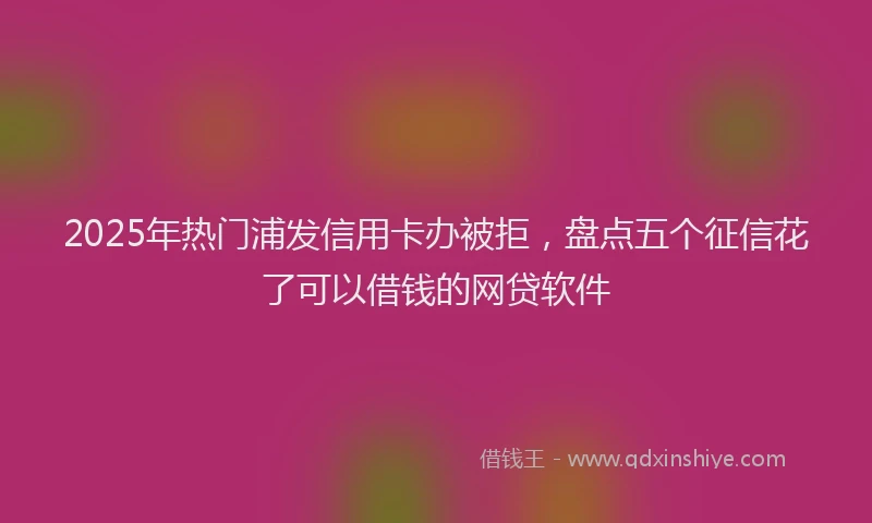 2025年热门浦发信用卡办被拒，盘点五个征信花了可以借钱的网贷软件