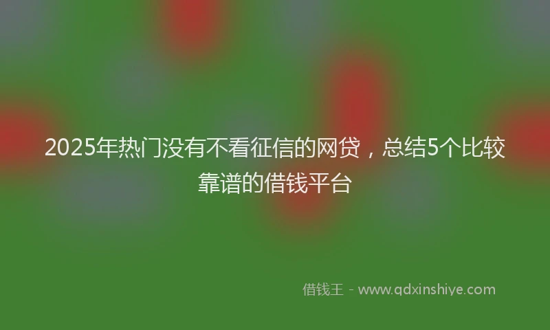 2025年热门没有不看征信的网贷，总结5个比较靠谱的借钱平台