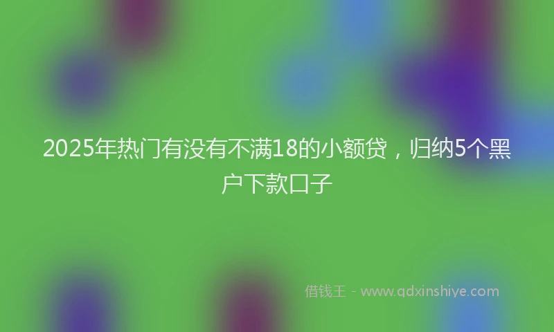2025年热门有没有不满18的小额贷，归纳5个黑户下款口子