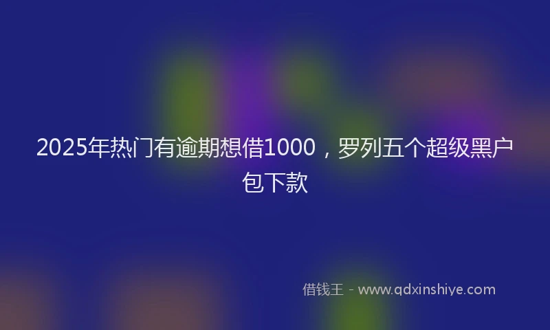 2025年热门有逾期想借1000，罗列五个超级黑户包下款