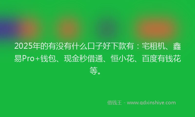 2025年的有没有什么口子好下款有:宅租机、鑫易Pro+钱包、现金秒借通、恒小花、百度有钱花等。