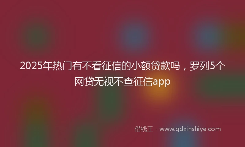 2025年热门有不看征信的小额贷款吗，罗列5个网贷无视不查征信app