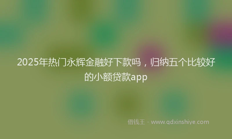 2025年热门永辉金融好下款吗，归纳五个比较好的小额贷款app