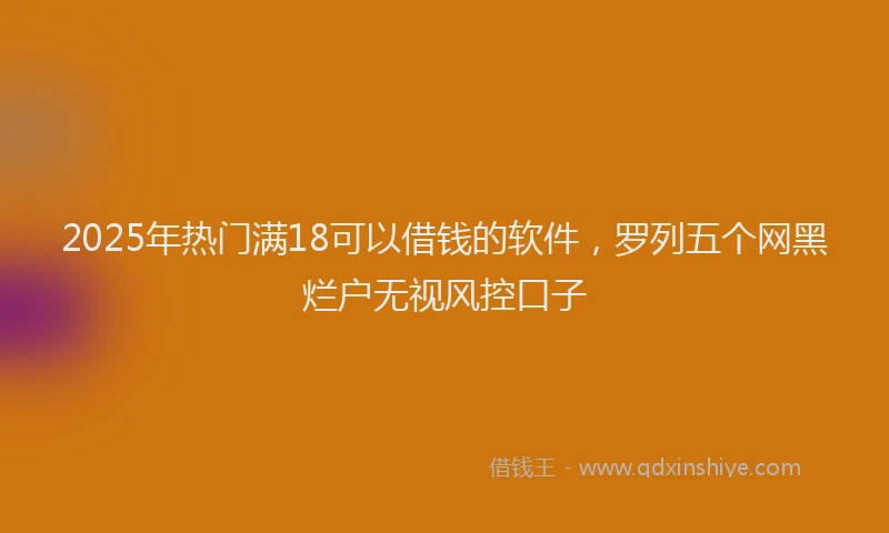 2025年热门满18可以借钱的软件，罗列五个网黑烂户无视风控口子