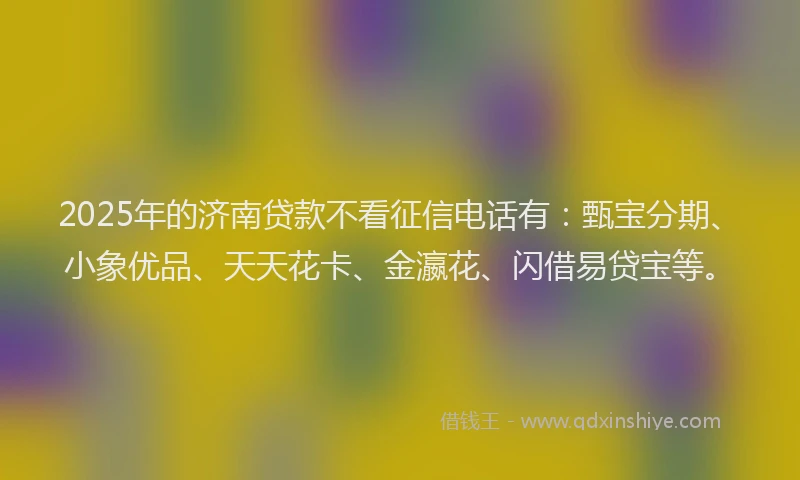 2025年的济南贷款不看征信电话有：甄宝分期、小象优品、天天花卡、金瀛花、闪借易贷宝等。
