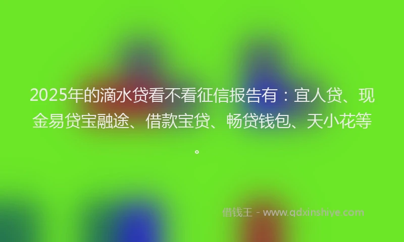 2025年的滴水贷看不看征信报告有：宜人贷、现金易贷宝融途、借款宝贷、畅贷钱包、天小花等。
