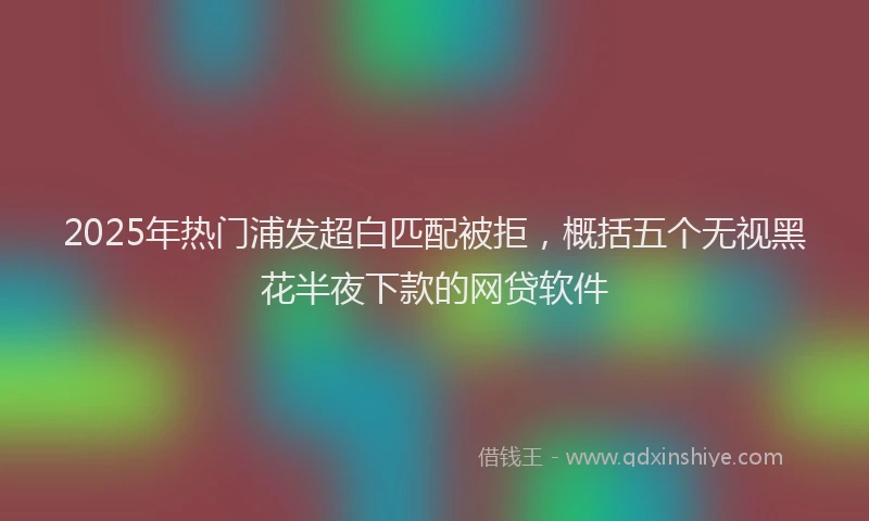 2025年热门浦发超白匹配被拒，概括五个无视黑花半夜下款的网贷软件