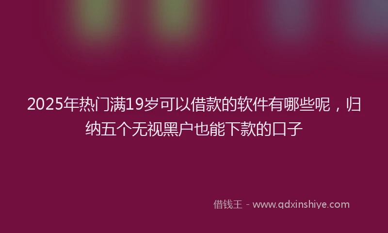 2025年热门满19岁可以借款的软件有哪些呢，归纳五个无视黑户也能下款的口子