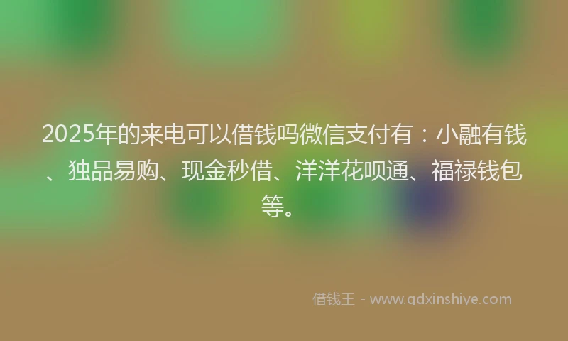 2025年的来电可以借钱吗微信支付有:小融有钱、独品易购、现金秒借、洋洋花呗通、福禄钱包等。