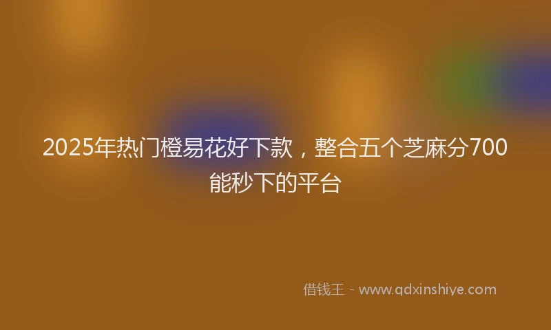 2025年热门橙易花好下款，整合五个芝麻分700能秒下的平台