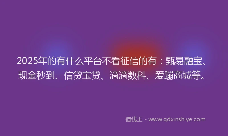 2025年的有什么平台不看征信的有：甄易融宝、现金秒到、信贷宝贷、滴滴数科、爱蹦商城等。