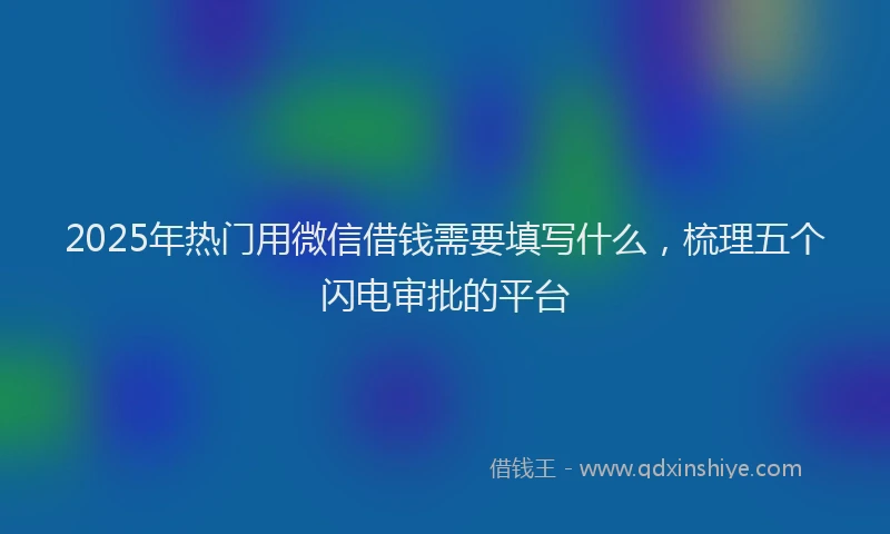 2025年热门用微信借钱需要填写什么，梳理五个闪电审批的平台