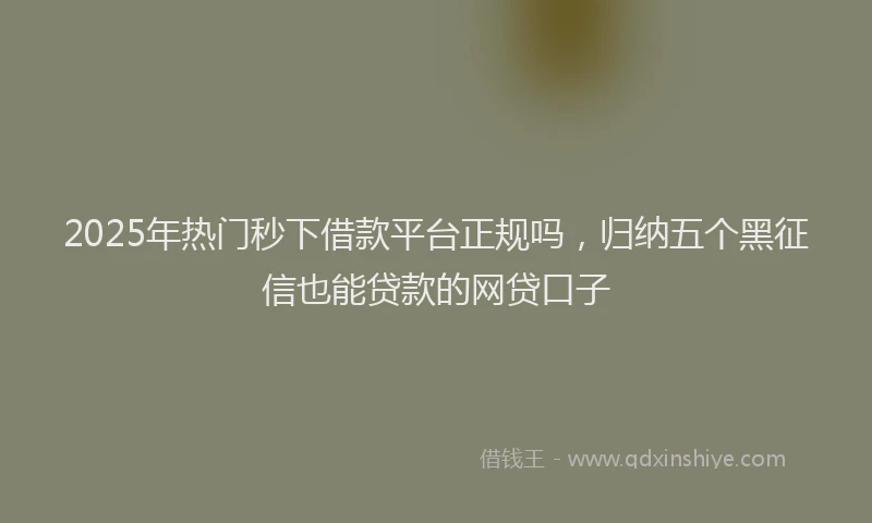 2025年热门秒下借款平台正规吗，归纳五个黑征信也能贷款的网贷口子