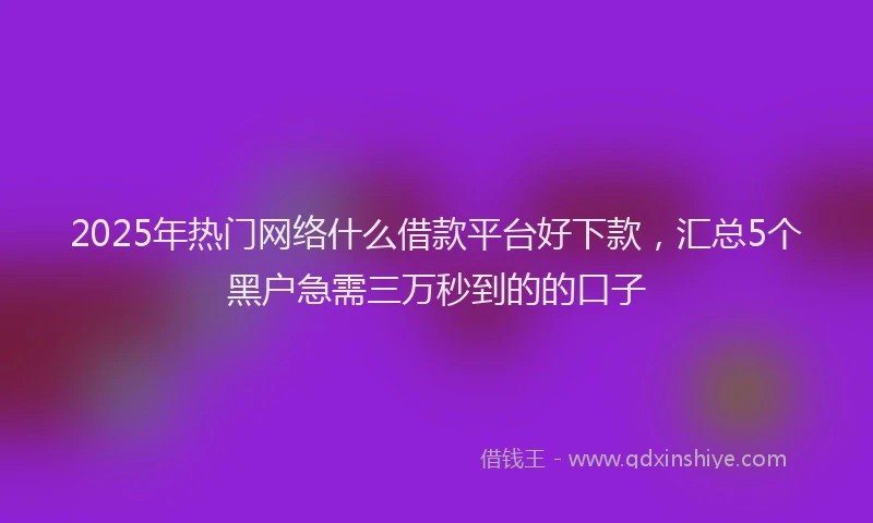 2025年热门网络什么借款平台好下款，汇总5个黑户急需三万秒到的的口子