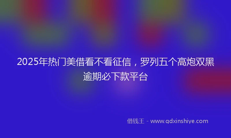 2025年热门美借看不看征信,罗列五个高炮双黑逾期必下款平台