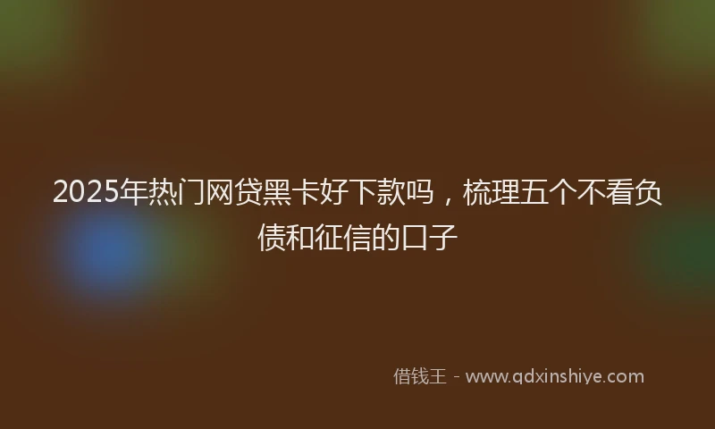 2025年热门网贷黑卡好下款吗，梳理五个不看负债和征信的口子