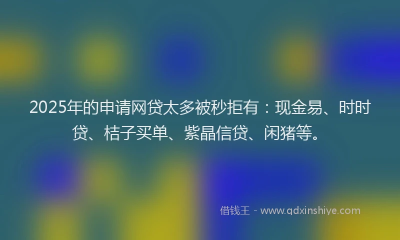 2025年的申请网贷太多被秒拒有：现金易、时时贷、桔子买单、紫晶信贷、闲猪等。