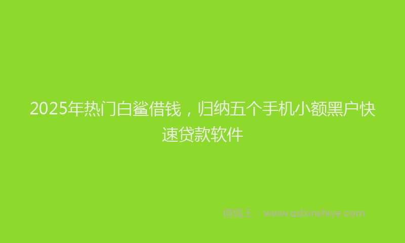 2025年热门白鲨借钱，归纳五个手机小额黑户快速贷款软件