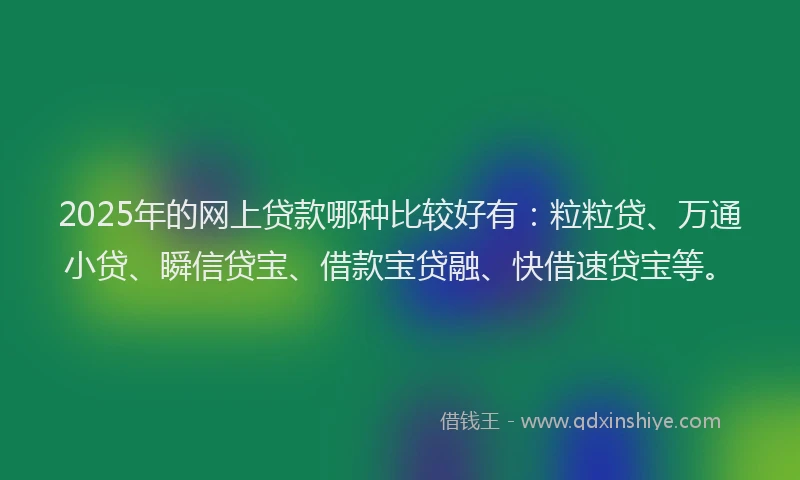 2025年的网上贷款哪种比较好有:粒粒贷、万通小贷、瞬信贷宝、借款宝贷融、快借速贷宝等。