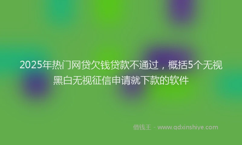 2025年热门网贷欠钱贷款不通过，概括5个无视黑白无视征信申请就下款的软件