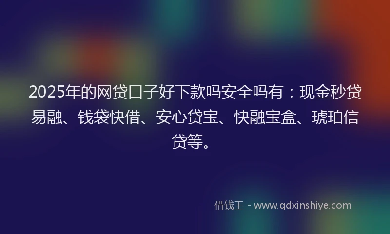 2025年的网贷口子好下款吗安全吗有：现金秒贷易融、钱袋快借、安心贷宝、快融宝盒、琥珀信贷等。