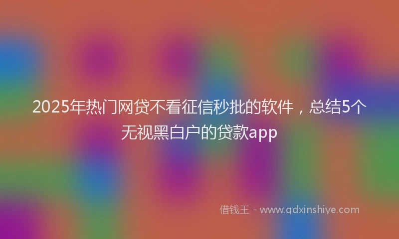 2025年热门网贷不看征信秒批的软件,总结5个无视黑白户的贷款app