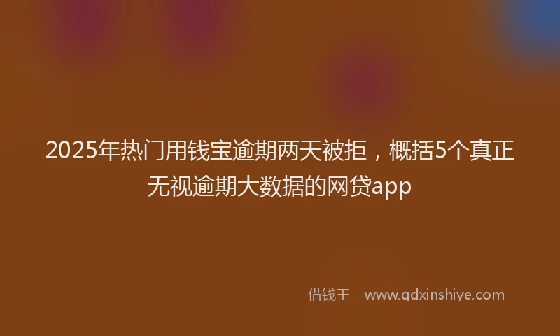 2025年热门用钱宝逾期两天被拒，概括5个真正无视逾期大数据的网贷app