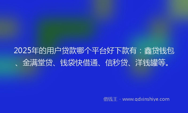 2025年的用户贷款哪个平台好下款有：鑫贷钱包、金满堂贷、钱袋快借通、信秒贷、洋钱罐等。