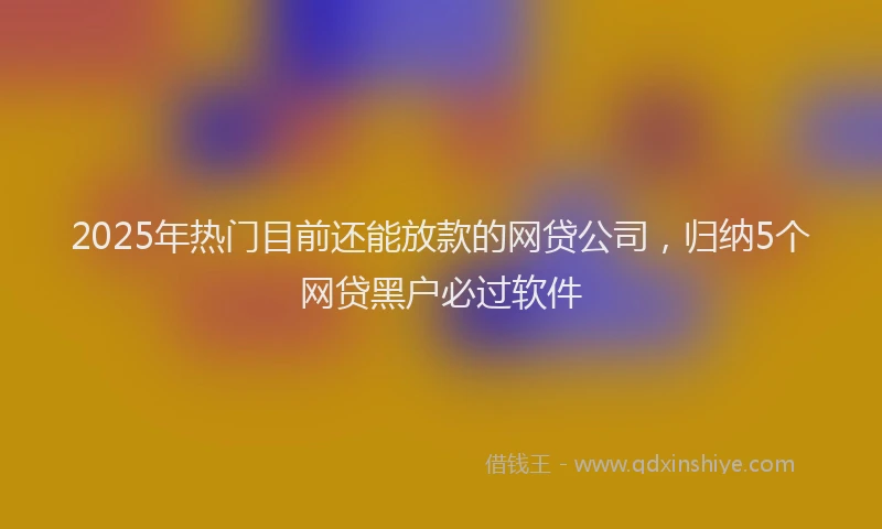 2025年热门目前还能放款的网贷公司，归纳5个网贷黑户必过软件