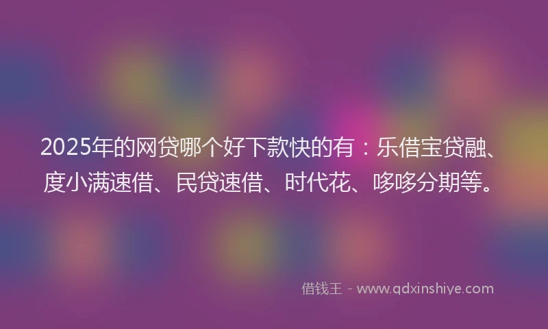 2025年的网贷哪个好下款快的有：乐借宝贷融、度小满速借、民贷速借、时代花、哆哆分期等。