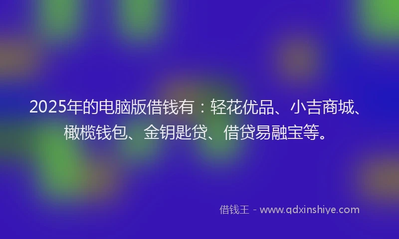 2025年的电脑版借钱有：轻花优品、小吉商城、橄榄钱包、金钥匙贷、借贷易融宝等。