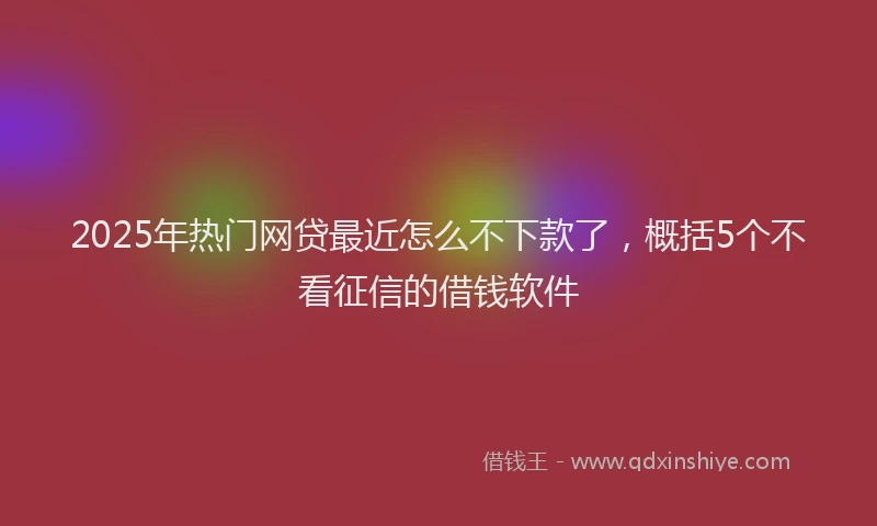 2025年热门网贷最近怎么不下款了，概括5个不看征信的借钱软件