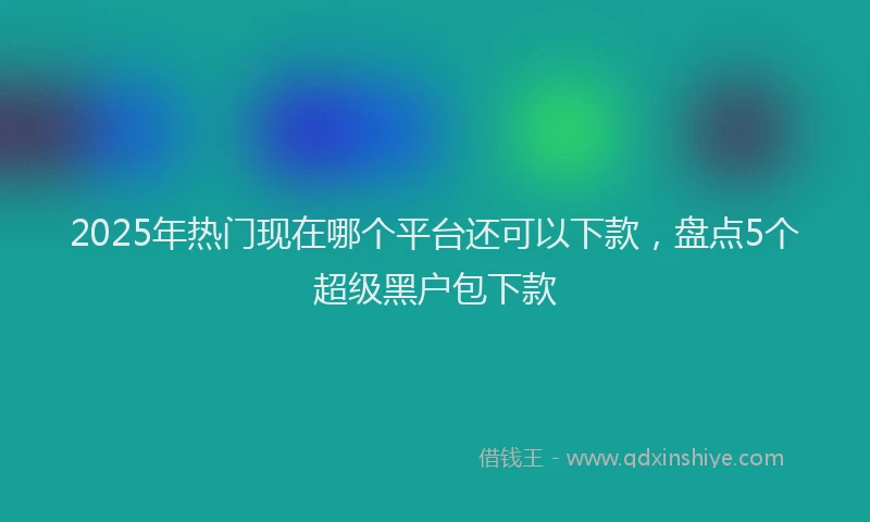2025年热门现在哪个平台还可以下款，盘点5个超级黑户包下款