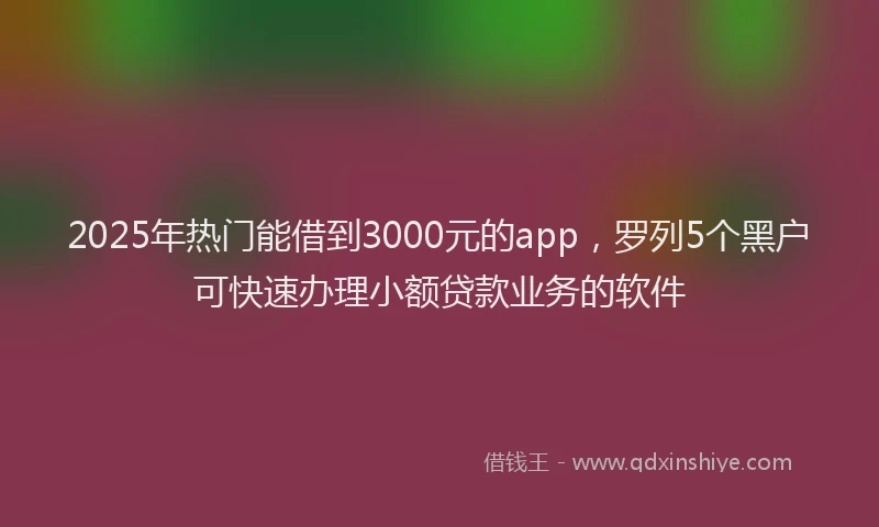 2025年热门能借到3000元的app,罗列5个黑户可快速办理小额贷款业务的软件