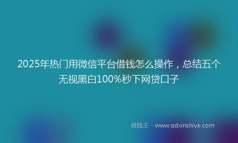2025年热门用微信平台借钱怎么操作,总结五个无视黑白100%秒下网贷口子